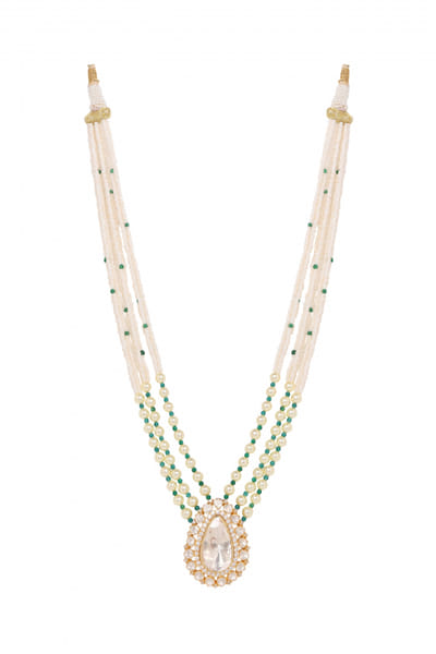 White pearl and cubic zirconia layer necklace