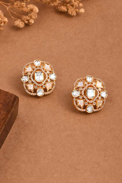 White pearl and polki studs