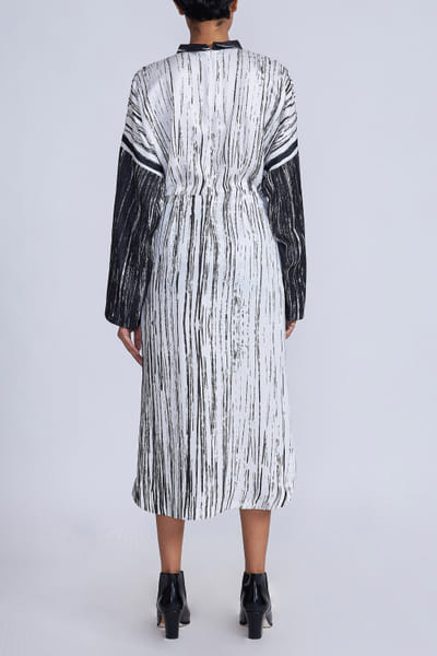 Advait White printed gathered shirt dress AVTJAN24D207