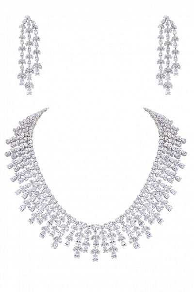 White Swarovski zirconia necklace set
