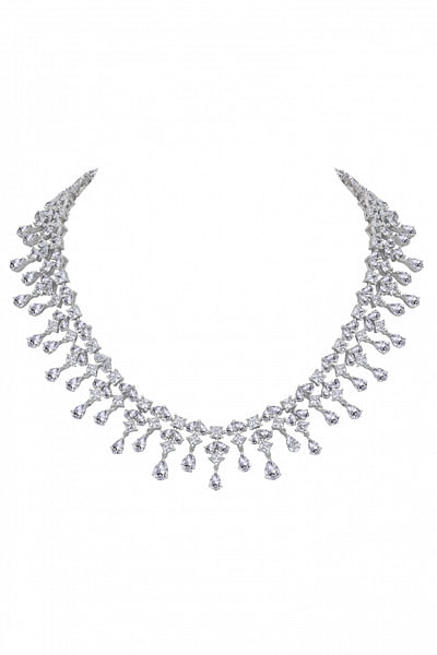 White Swarovski zirconia silver necklace