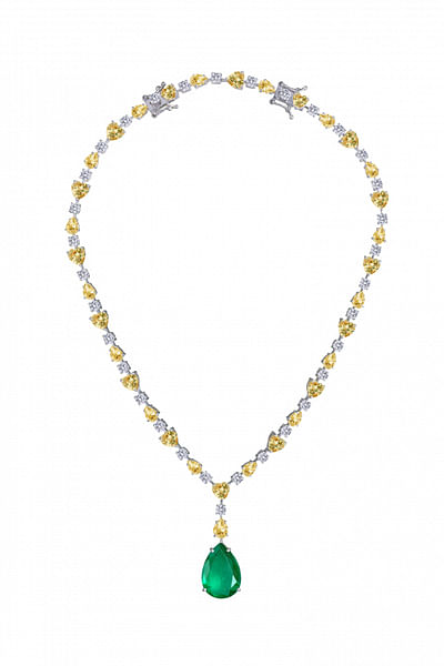 Yellow and green Swarovski zirconia necklace