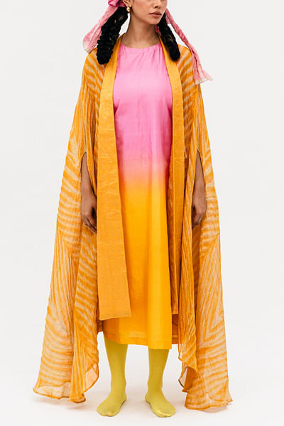 Yellow and pink ombre dress