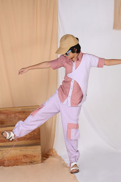 Pink and purple colour blocked co-ords