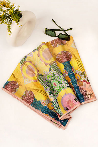 Yellow artsy printed scarf