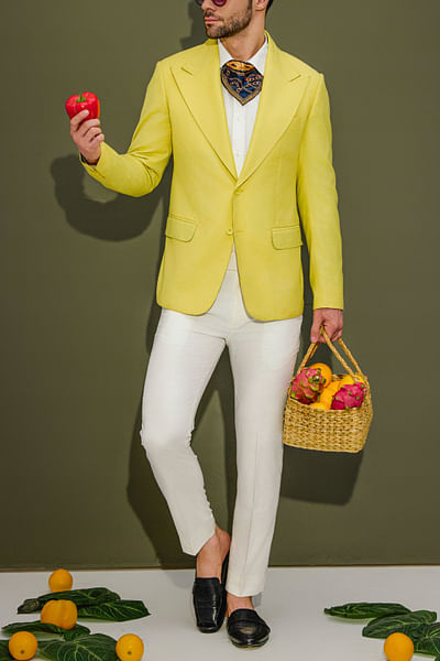 Yellow broad lapel blazer