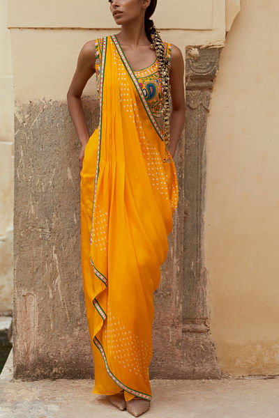 Yellow cape and skirt set