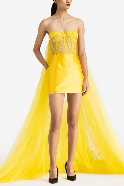 Yellow corset mini dress
