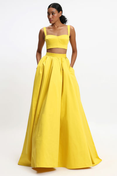 Yellow corseted bustier