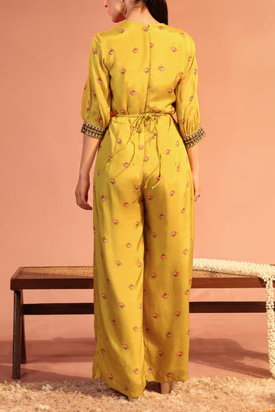 Soup by Sougat Paul Yellow embellished overlap jumpsuit set SSPNOV2408
