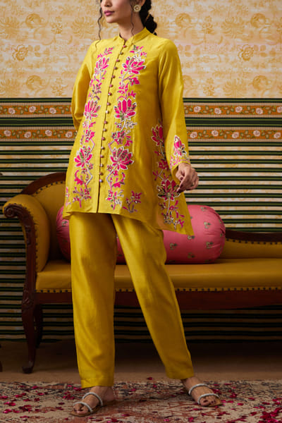 Soup by Sougat Paul Yellow floral applique co-ords SSPMAR24DP109