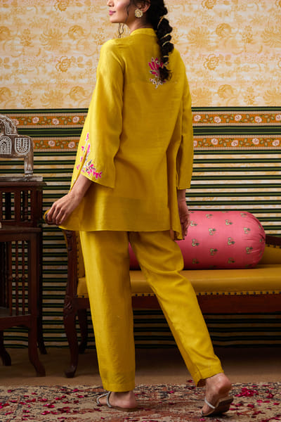 Soup by Sougat Paul Yellow floral applique co-ords SSPMAR24DP109