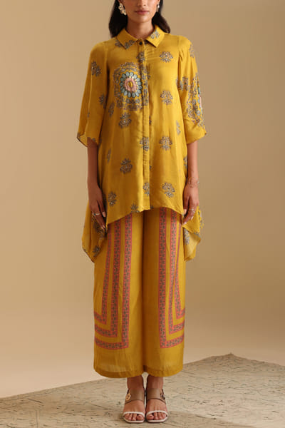 Soup by Sougat Paul Yellow floral embroidered co-ords SSPAUG2410