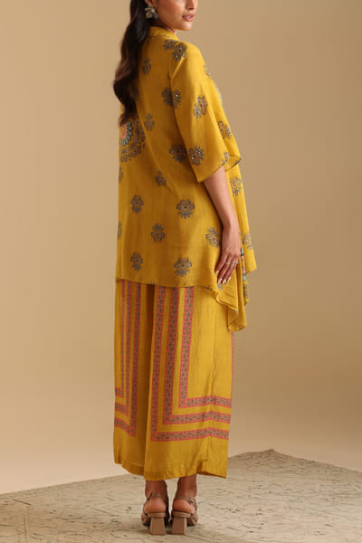 Soup by Sougat Paul Yellow floral embroidered co-ords SSPAUG2410