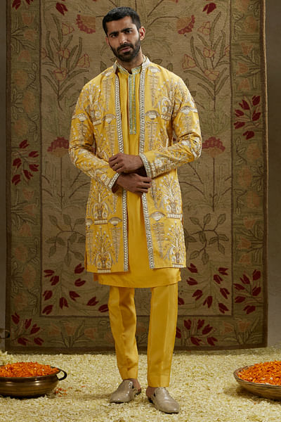 Yellow floral embroidered jacket