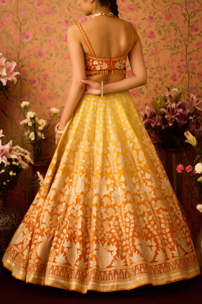 Shyam Narayan Prasad Yellow floral embroidered lehenga set SNPOCT2423