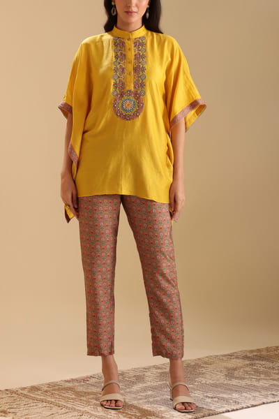 Soup by Sougat Paul Yellow floral printed co-ords SSPAUG2409