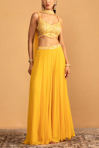 Yellow gota work sharara set