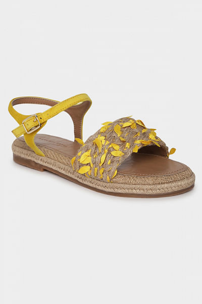 Yellow jute embellished flats