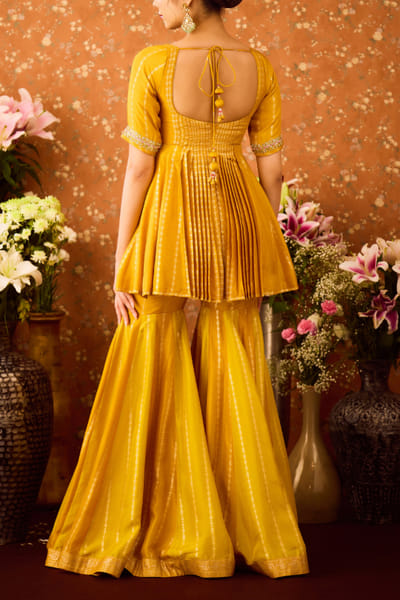 Shyam Narayan Prasad Yellow mustard brocade sharara set SNPOCT2410
