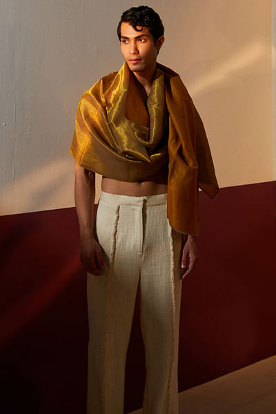 Yellow ochre and gold pashmina shawl