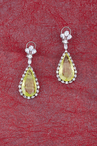 Yellow stone zircon earrings