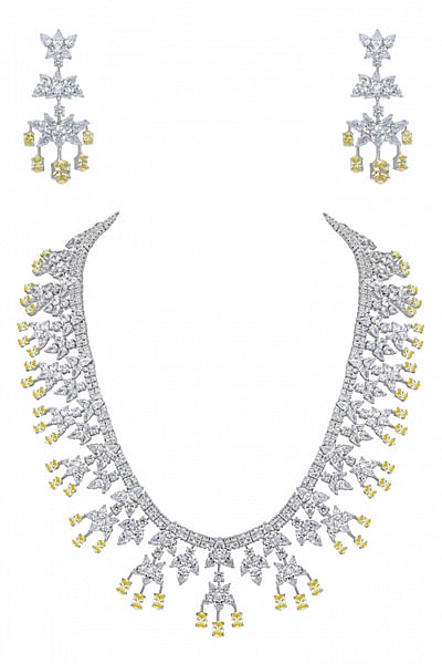 Yellow Swarovski zirconia necklace set