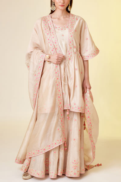 Shyam Narayan Prasad Angora white embroidered sharara set SNPMAR202301