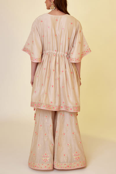 Shyam Narayan Prasad Angora white embroidered sharara set SNPMAR202301