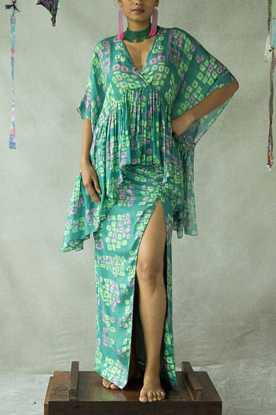 Aqua green artsy printed co-ords