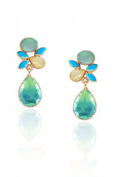 Aqua natural crystal drop earrings