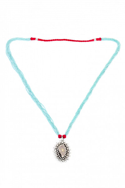 Aqua quartz and bead silver necklace