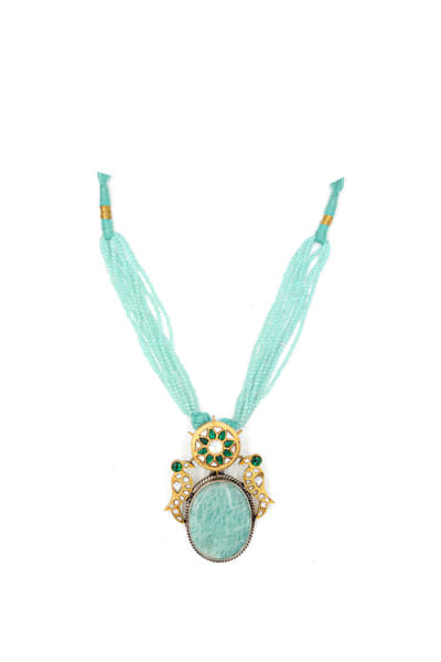 Aqua turquoise stone and bead necklace