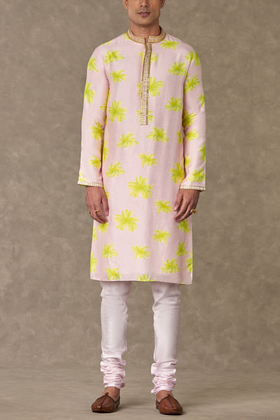 Baby pink floral print kurta set