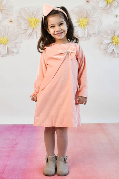 Baby pink velvet dress