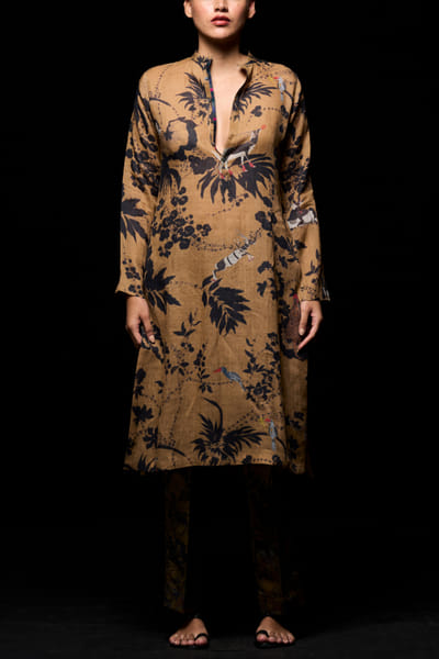 Beige artsy print tunic