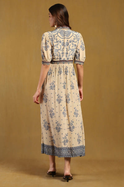 Ritu Kumar Beige floral printed dress RITMAR25D319747