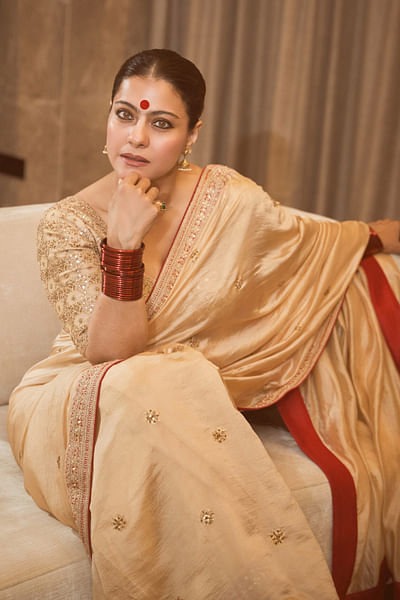 Beige marodi embroidery sari set