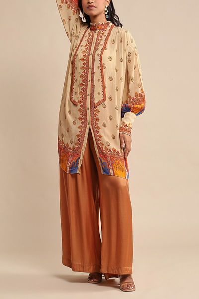 Beige printed kurta