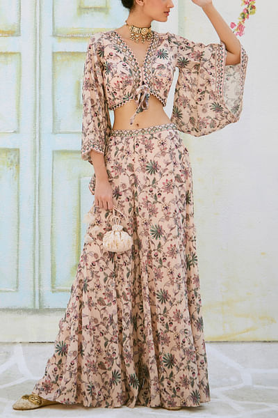 Beige floral print co-ords