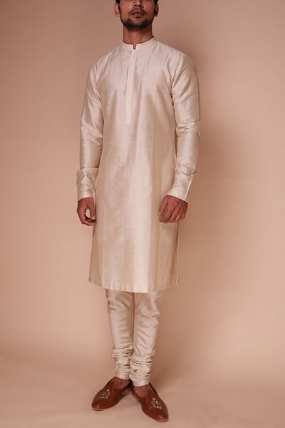 Beige silk kurta set