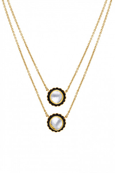 Black and gold diamond layered chain necklace