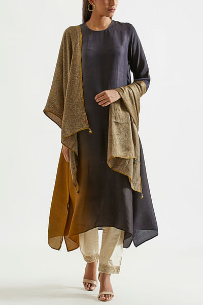 Black and olive ombre dress style kurta set