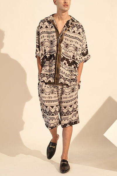 Black and white aztec print co-ords