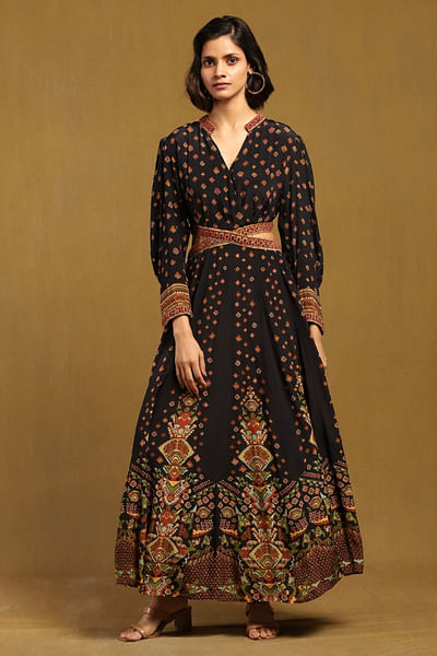Black aztec printed dress