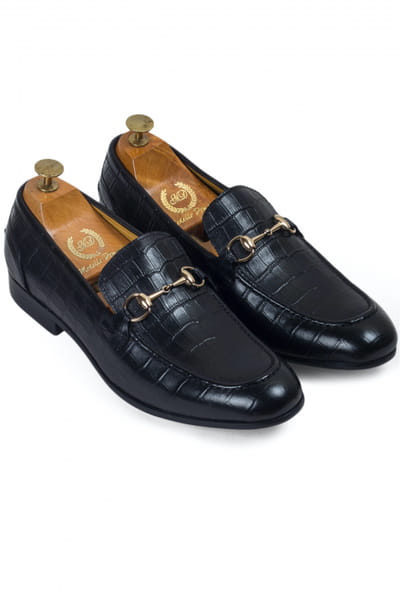 Modello Domani Black buckle detail leather slip-ons MODAPR26D141526