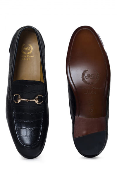 Modello Domani Black buckle detail leather slip-ons MODAPR26D141526