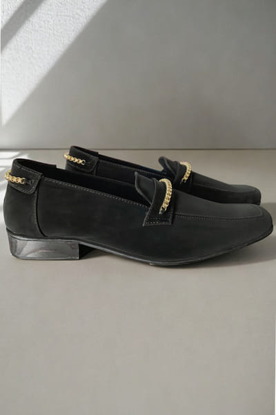 Black chain detail loafers