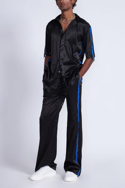 Advait Black contrast border shirt AVTJAN24D108