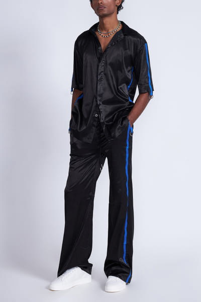 Black contrast border trousers